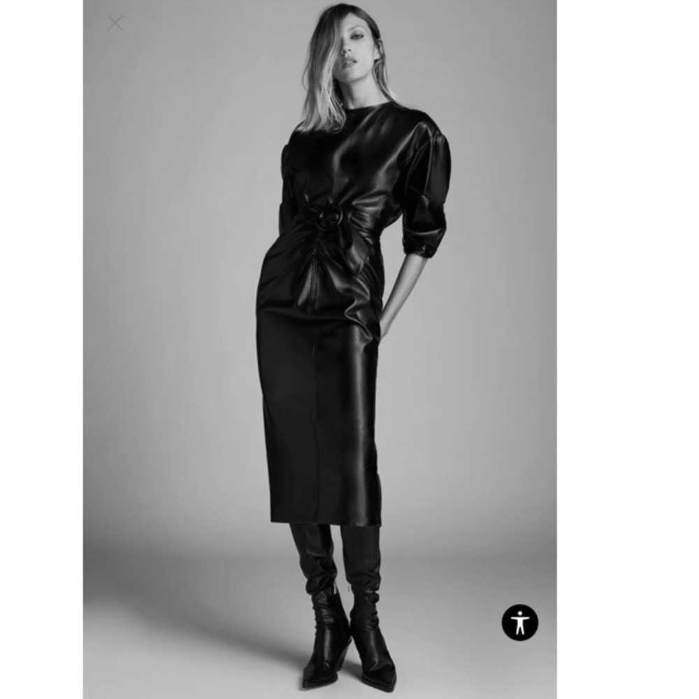 ZARA Faux Leather Draped Dress - Picture 4 of 4